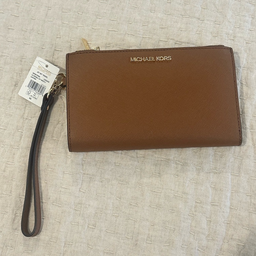 NWT Michael Kors Brown Wristlet